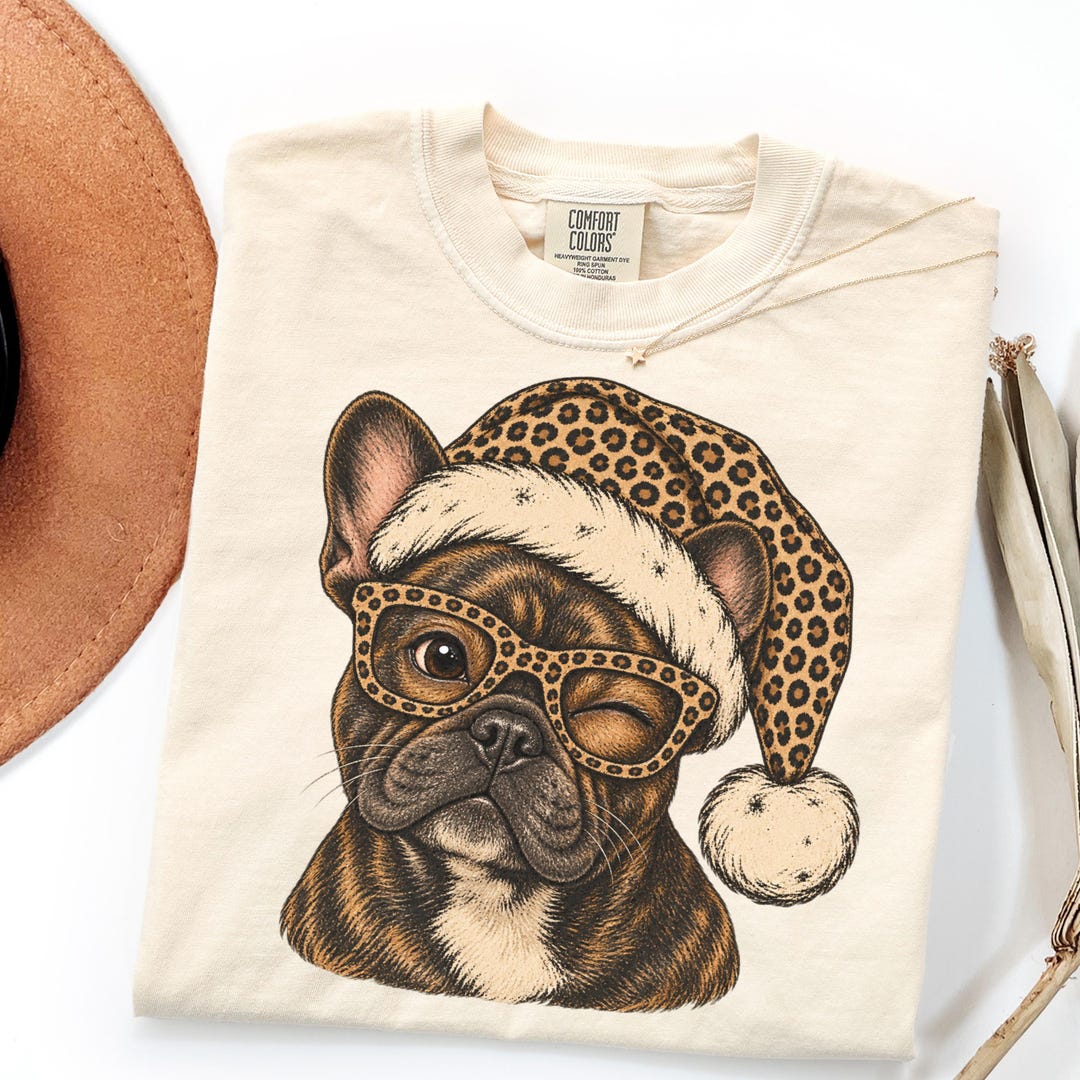 Comfort Colors Brindle French Bulldog Christmas Shirt, Leopard Print ...