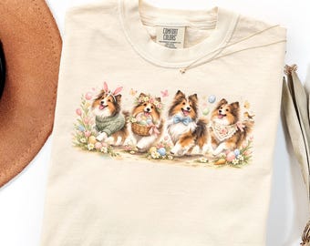 Comfort Colors Sheltie Easter Shirt Sweatshirt Breed Mom Gift