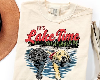 Comfort Colors Lake Dog Shirt Gift, Retro Labrador Lake Life Tee