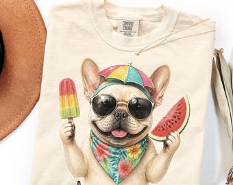 Comfort Colors French Bulldog Shirt Gift, Summer Frenchie Mom Tee
