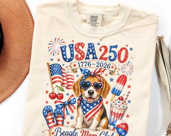 Comfort Colors Beagle Mom Shirt Gift, USA 250 Patriotic Dog Tee