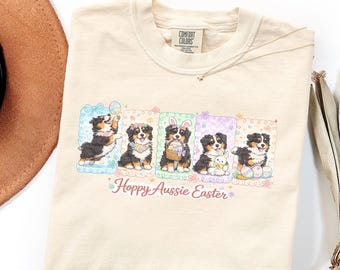 Comfort Colors Shirt Hoppy Aussie Easter Australian Shepherd Gift