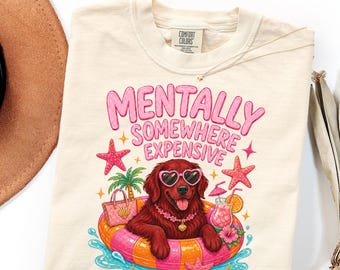 Comfort Colors Golden Retriever Mom Shirt Gift, Mentally Somewhere Expensive Tee