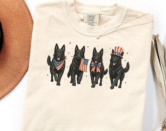 Comfort Colors Shirt and Sweatshirt Gift, Black German Shepherd 4th of July USA 250