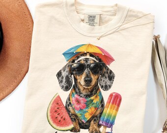 Comfort Colors Dachshund Shirt Gift, Summer Doxie Mom Tee