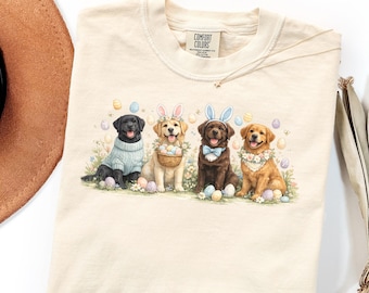 Comfort Colors Labrador Easter Shirt Gift, Cute Dog Lover Spring Sweatshirt, Easter Egg Hunt Crew Tee