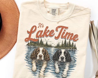 Comfort Colors English Springer Spaniel Shirt Gift, Retro Lake Time Sweatshirt