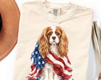 Comfort Colors Cavalier Mom Gift Shirt, Patriotic Dog Lover Sweatshirt