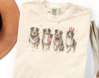 Comfort Colors Shirt Gift, Patriotic Australian Shepherd Dog Mom USA 250