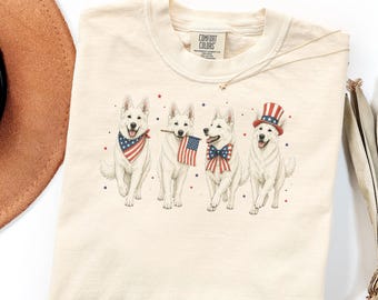 Comfort Colors White Shepherd Shirt Gift, USA 250 Fourth Of July Sweatshirt
