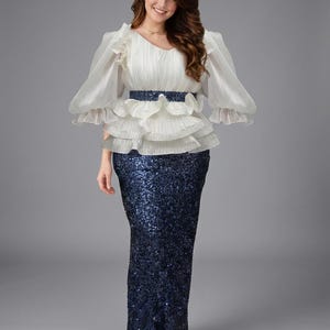white sequin peplum dress BCBGMAXAZRIA - Sequin Lace Peplum Tulle Dress