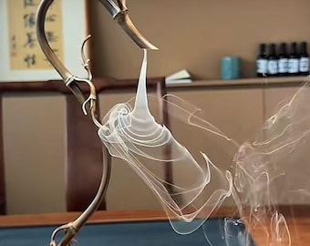 Quemador de incienso de reflujo con forma de dragón hecho a mano / Decoración zen de bambú para el hogar, soporte para incienso