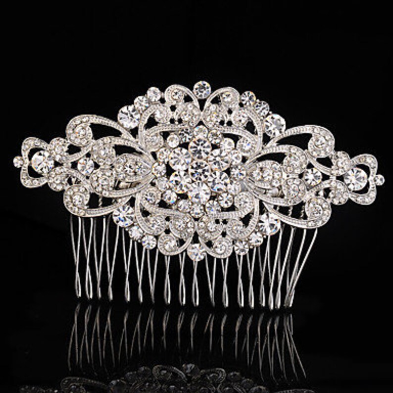 Large Bridal Hair Comb Vintage Style Rhinestone Wedding Hair Etsy