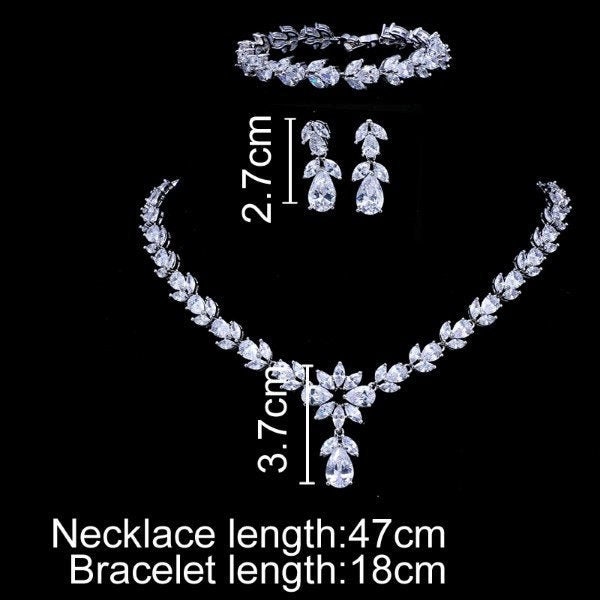 CZ Silver Bridal Jewelry Set Wedding Jewelry Necklace Earring Etsy