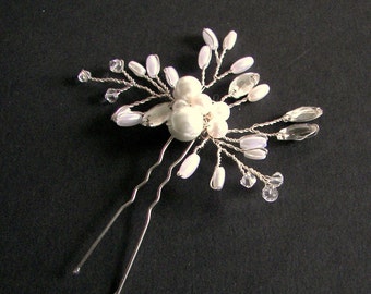 Bridal Hair Pin Wedding Hair Accessories White or Ivory pearl and crystal Hair Jewelry Maid of Honor Mother of the Bride/Groom Bridesmaid