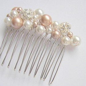 Pearl & Crystal Bridal Hair Comb: Two-Tone Swarovski Fireball Jewelry