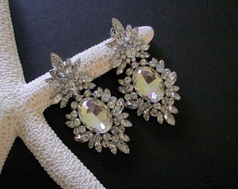 Large CZ teardrop Earrings, Wedding  Earrings, Bridal CZ Dangle Earrings, Bling Jewelry for her,  Prom Earrings