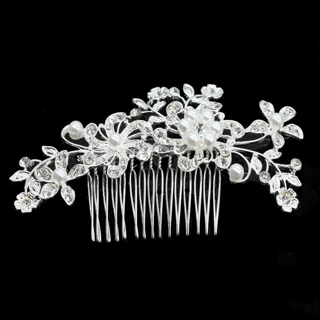 Bridal Hair Comb Pearl and Crystal Floral Hair Accessory - Etsy