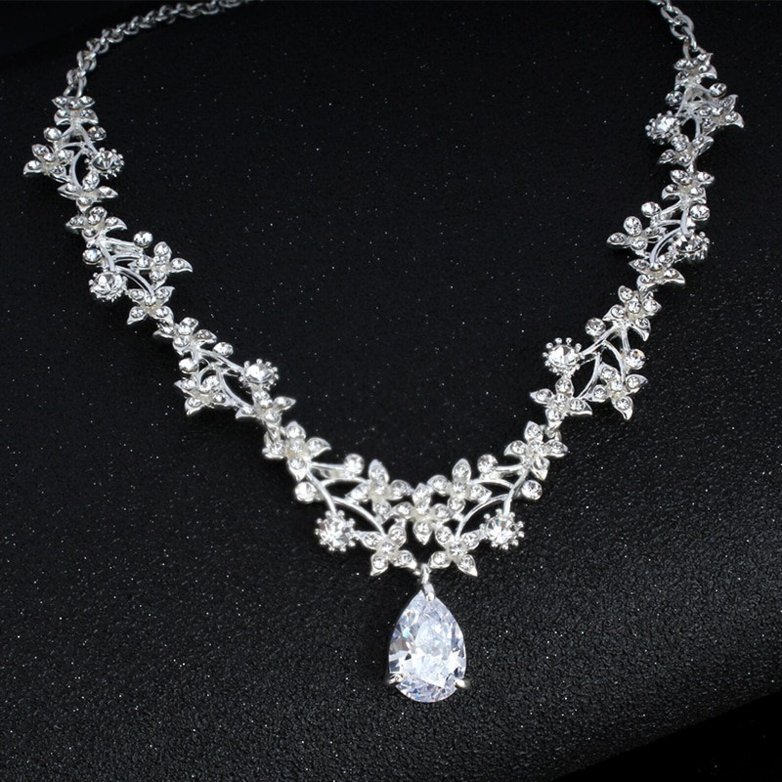 Bridal Jewelry Set Silver CZ Wedding Jewelry Necklace and Etsy