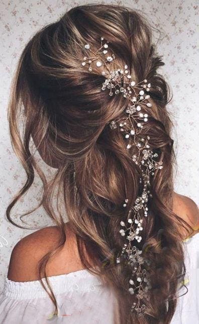 Long Silver Bridal Hair Vine