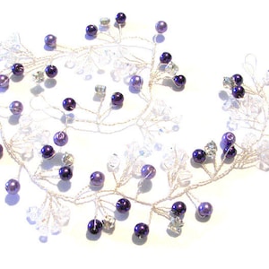 Purple Hair Vine Pearl Rhinestone and Clear Crystal Wedding Hair Accessory Bridesmaid Mother of the Bride/Grooms and flower girl hair decor