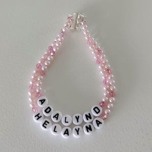 Custom Made Personalized Double Strand Beaded Name Bracelet Retro Baby Bracelet Friendship Bracelet  Gift for Mom under 25