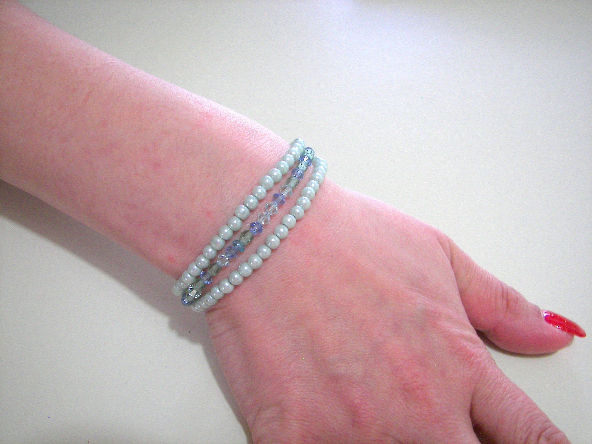 Tropical Beach Wedding Bracelet Triple Strand Pearl and Etsy