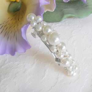 Pearl Bridal Barrette, Bridesmaid Mother of Bride Flower Girl Pearl Hair Accessory, Wedding Hair Clip, Bridal Party Gift  Choice of Colors
