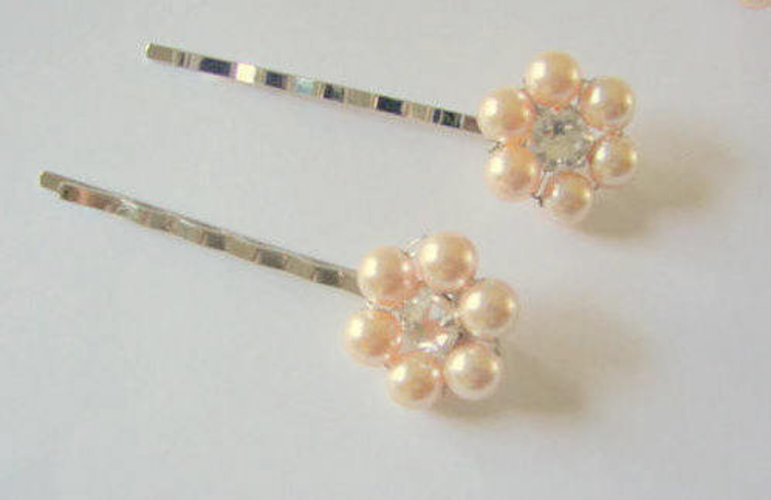 Flower Girl Hair Pins Set of 2 Pearl and Rhinestone Flower Etsy