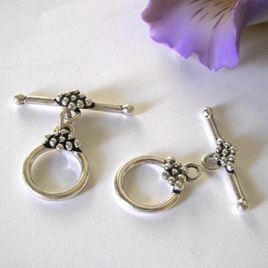 Antiqued Sterling Silver Toggle Clasp: Bubble Design, 13mm Round Fastener