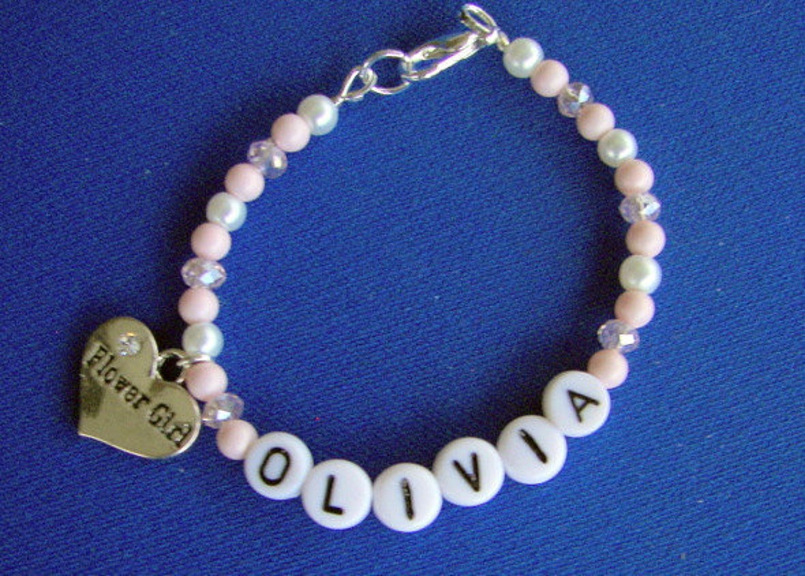 Personalized Flower Girl Bracelet Premium Crystal and Pearl Etsy