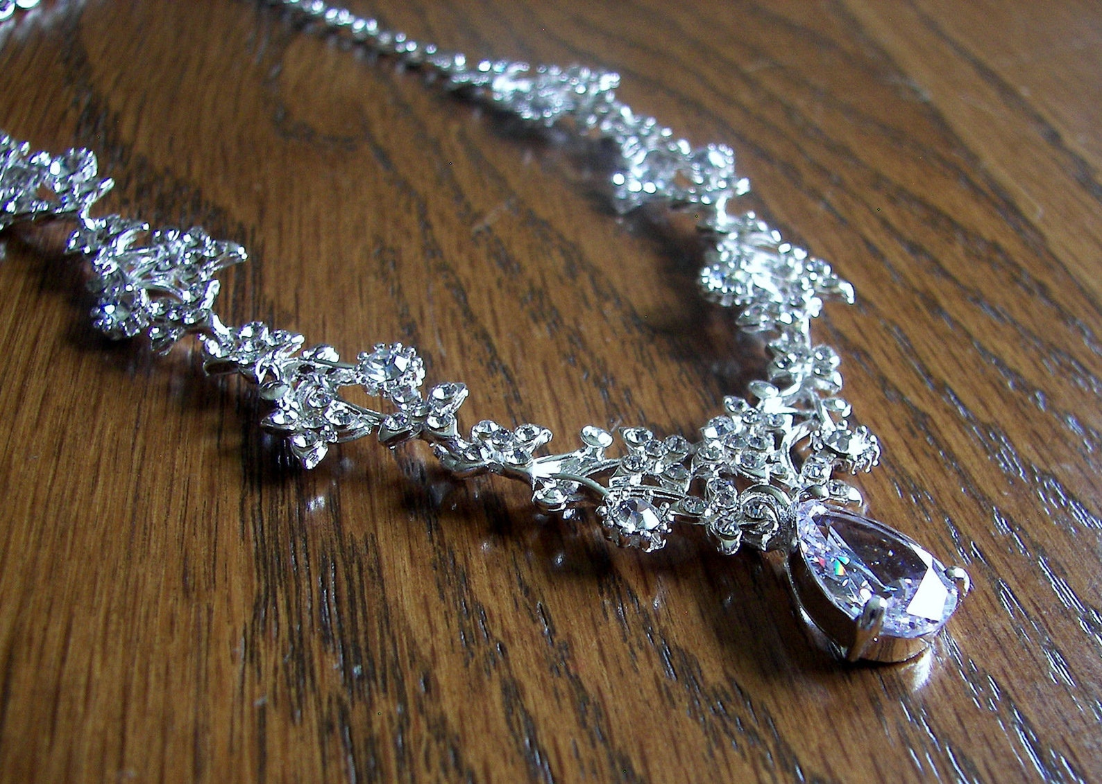 Elegant White Flower CZ Bridal Necklace Set – Wedding & Party Jewelry