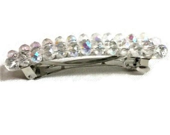 Crystal Beaded Barrette, Bridal Barrette  Wedding Hair Accessories Sparkly Crystal Hair Jewelry Choice of Length and Color