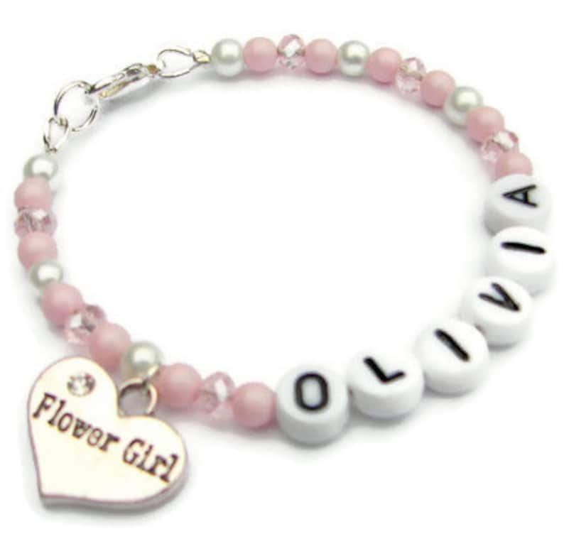 Personalized Flower Girl Bracelet Premium Crystal and Pearl Etsy