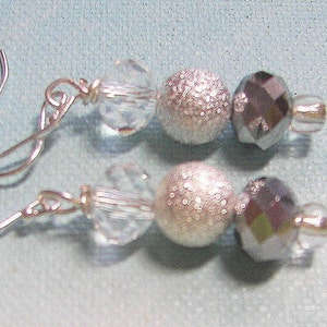 Silver Stardust and Crystal Drop Wedding Earrings Sparkling Earrings  Silver Anniversary Gift Mother of the Bride Winter Wedding