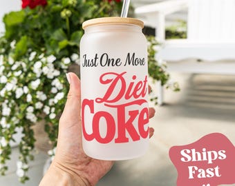 Diet Coke Tumbler, Funny Soda Lover Glass Can, Caffeine Addict Drinkware