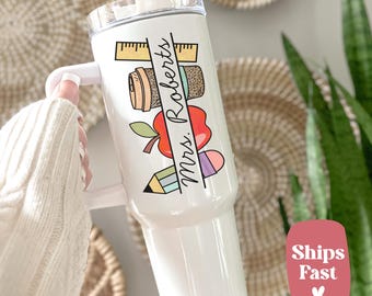 Personalized Teacher Tumbler, Custom School Appreciation Gift, Teacher Life Travel Mug