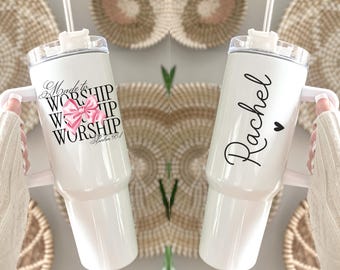 Personalized Made to Worship Christian Tumbler, Psalm 95:1 Faith Travel Mug