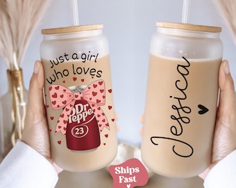 Personalized Dr Pepper Glass Can Tumbler | Soda Lover Gift for Women