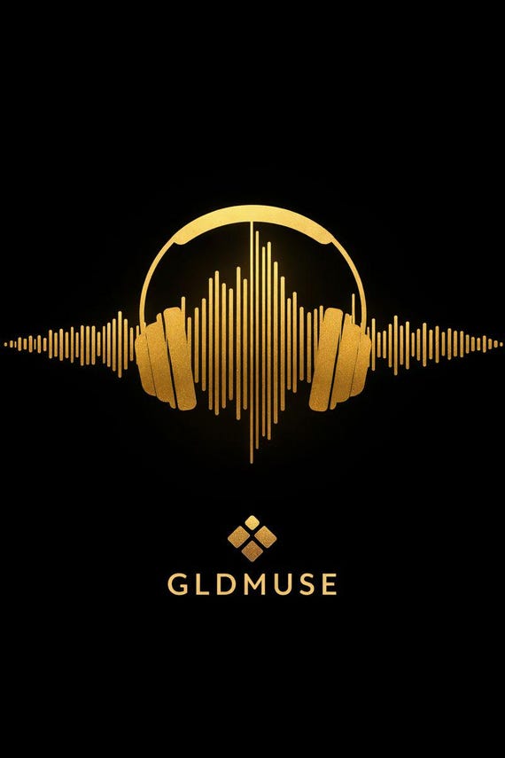 Golden Soundwave Headphones Wall Art – Modern Hip-Hop Music Poster – Luxury Gold Audio Art – Digital Download