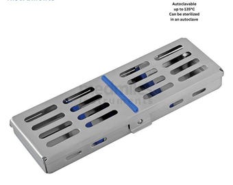 Stainless Steel Dental Sterilization Cassette – Autoclave Instrument Tray with Silicone Rails