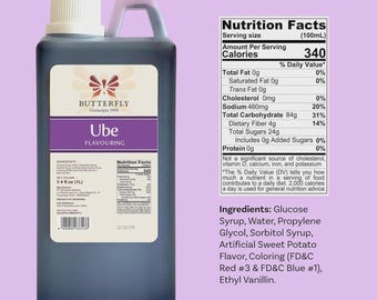Ube Purple Yam Flavoring Extract Restaurant Size by Butterfly 1 Liter, 34 Fl. Ounce