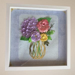 3D paper flower – Botanical Shadow box – Floral shadow box – Handmade shadow box – Layered shadow box – Layered shadowbox – Paper shadow box