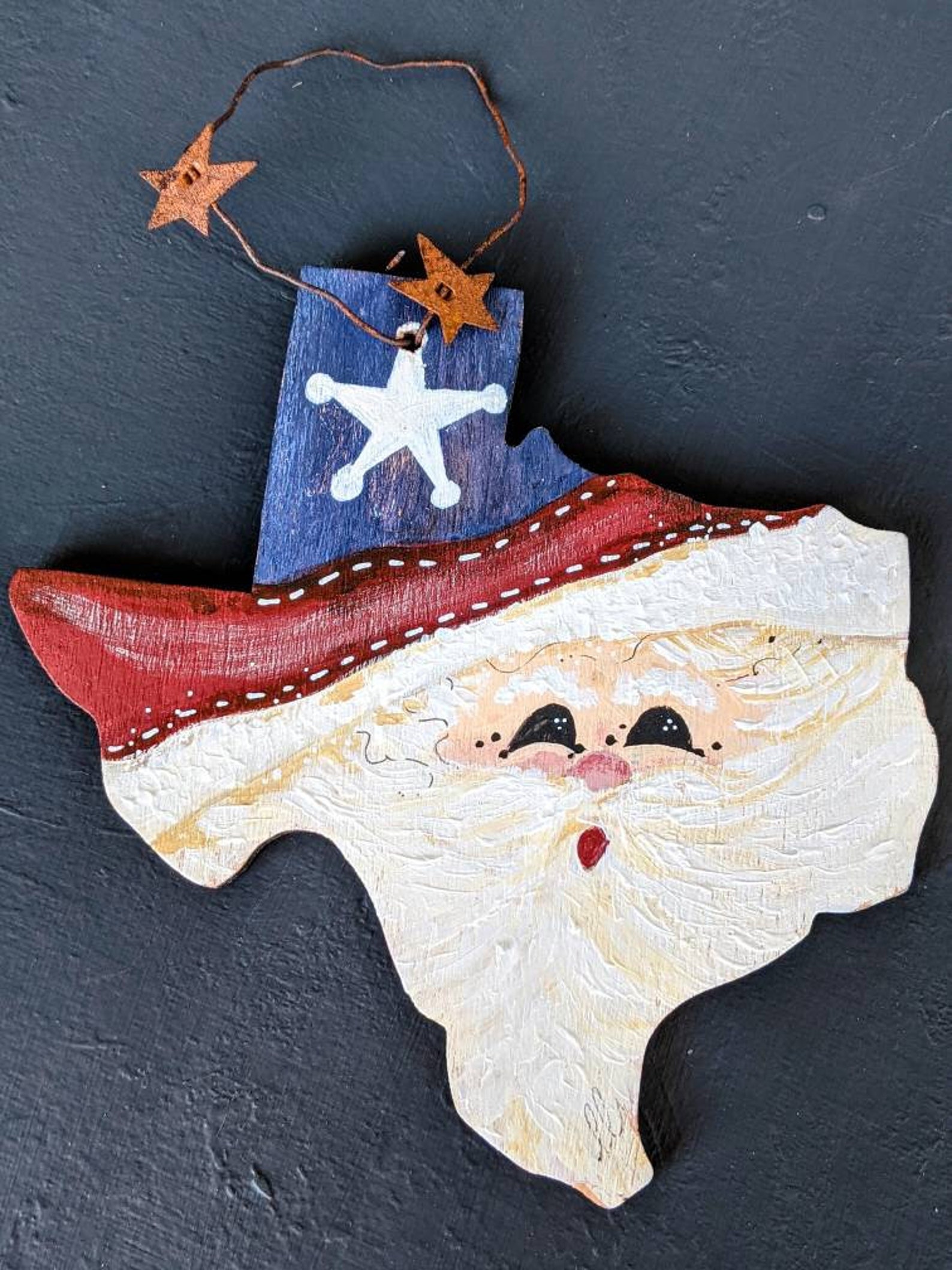 Texas Santa Christmas Ornament .. original by Impressions of | Etsy