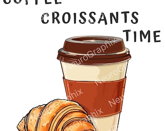 30 Coffee & Croissant PNG Clipart Bundle PNG/300DPI,Digital Clipart,Watercolor Clipart, High-Quality PNG,Printable Clipart,Digital Download.