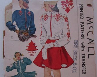 Vintage 1940s Ice Skating Outfit Pattern Advance 5400 size 15 Unused suspender skirt panties panty jacket