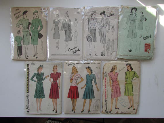 1940s Vintage Jacket and Dress Patterns | Etsy