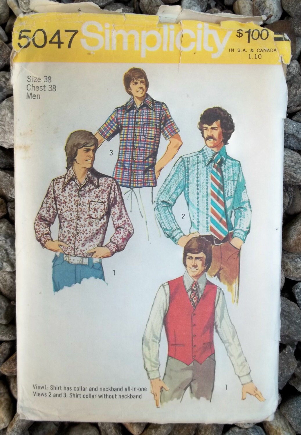 70s Menswear Shirts & Vest and Necktie Patterns | Etsy