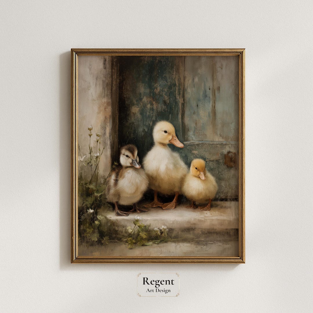 Ducklings Printable Wall Art, Cute Baby Duck Farm Animal Painting ...