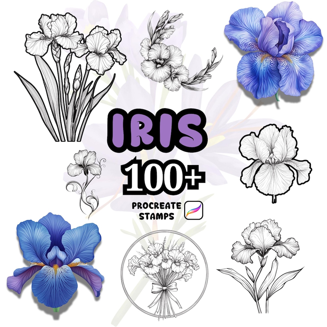 Procreate Flower Brushes, 100+ Iris Flower Procreate Brushes, Floral ...